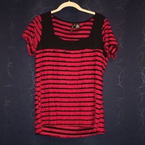 New Directions ruffle mesh top